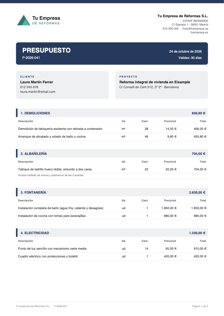 Plantilla de presupuesto Clásica
