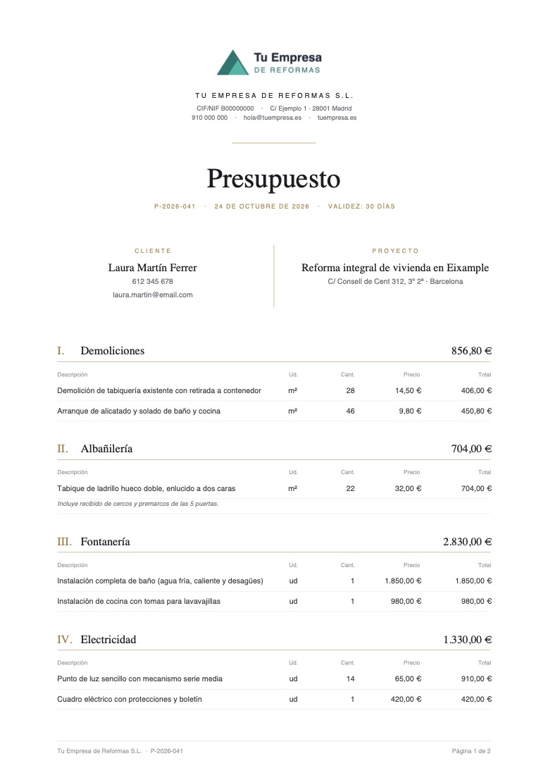 Plantilla de presupuesto Elegante