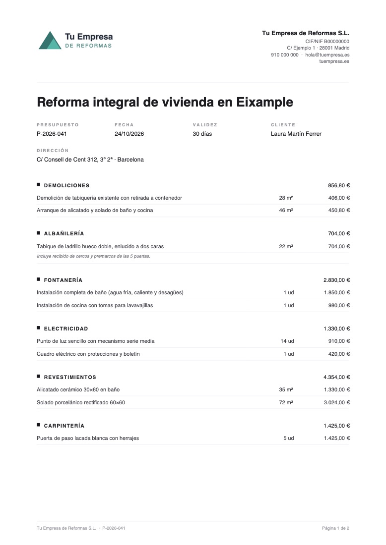Plantilla de presupuesto Minimalista